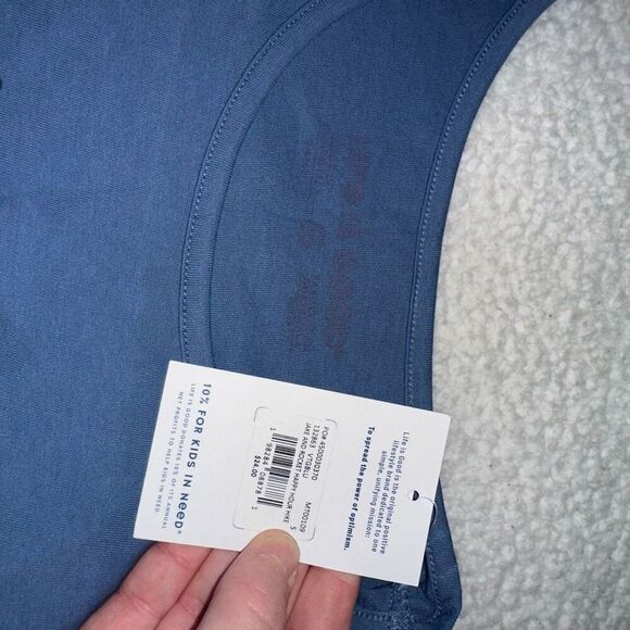 Life is Good Unisex Blue Tank Top Hiking Mountain Dog Print Size Small NWT - Picture 5 of 8